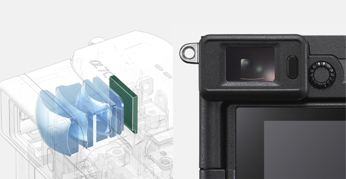Illustrations montrant l'intérieur du viseur et un gros plan du viseur
