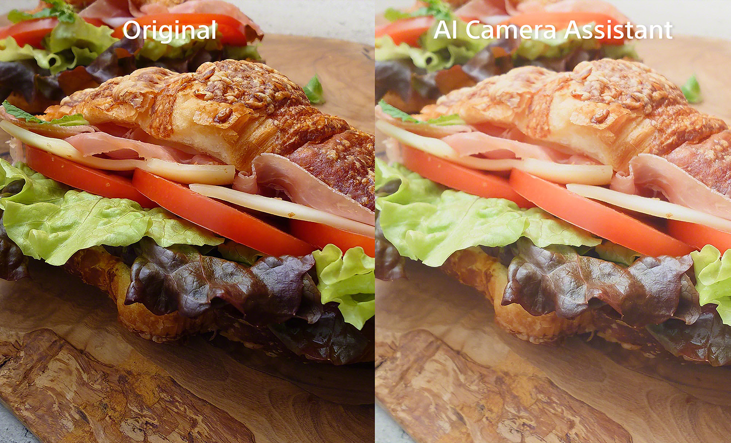 Zwei Fotos von Essen. Das Bild rechts ist heller.